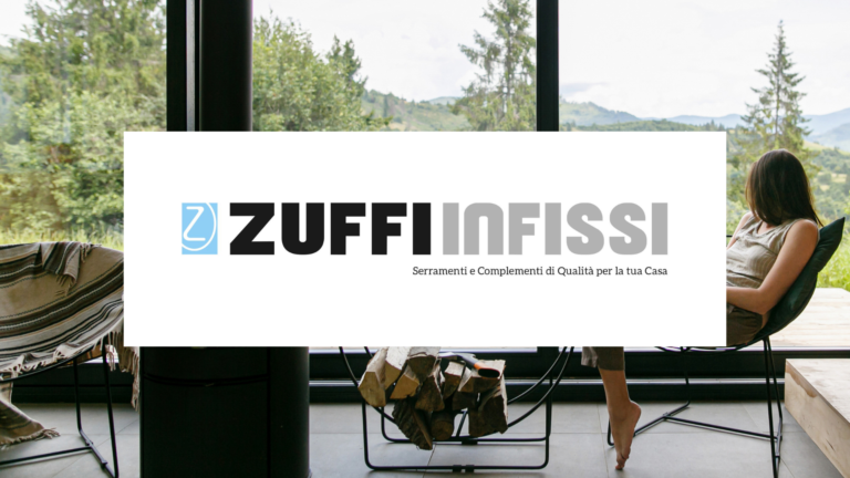 zuffi_infissi_imola_sconto_in_fattura_50%: logo aziendale con foto di vetrata panoramica